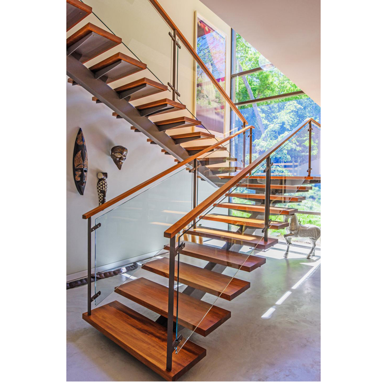 u shape mono wooden staircase