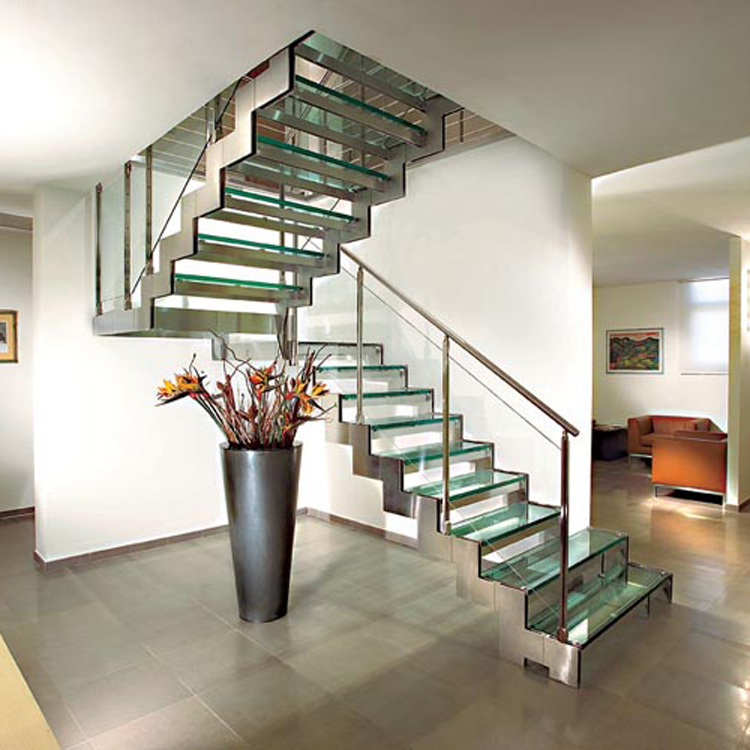 Stainless steel glass staircase