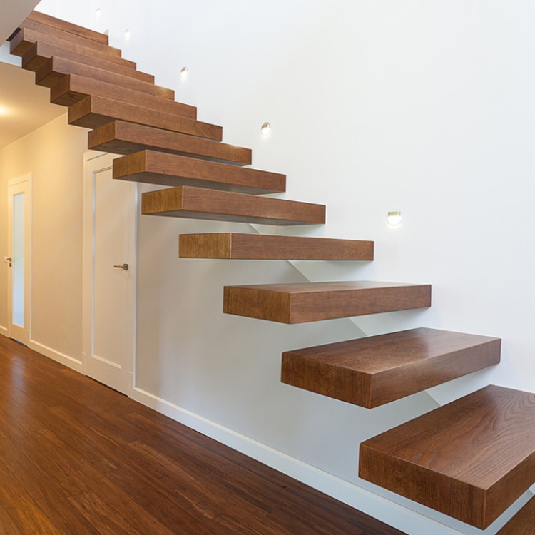 Floating wooden staircase