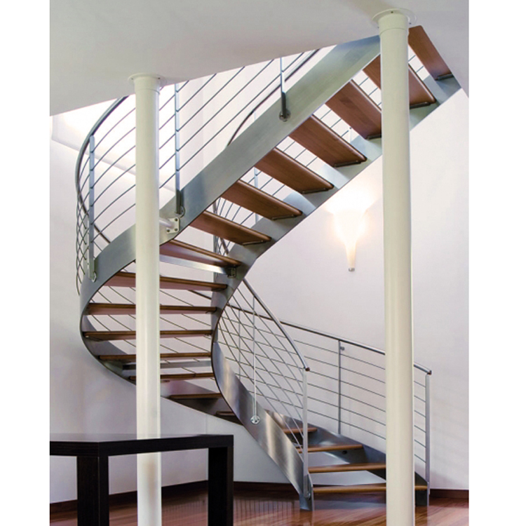 Curved wooden staircase