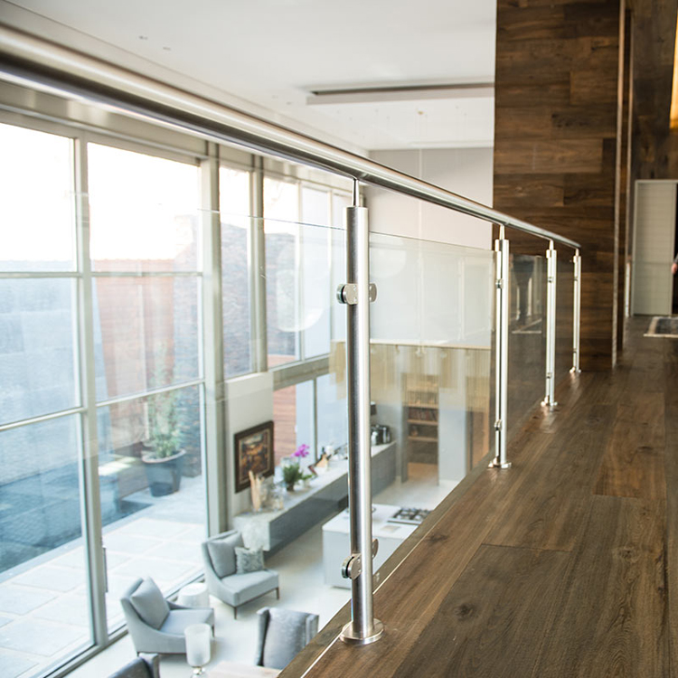 stainless steel post and glass balustrade hallway