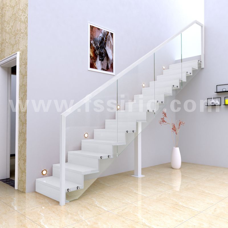 Zigzip shaped steel staircase white color