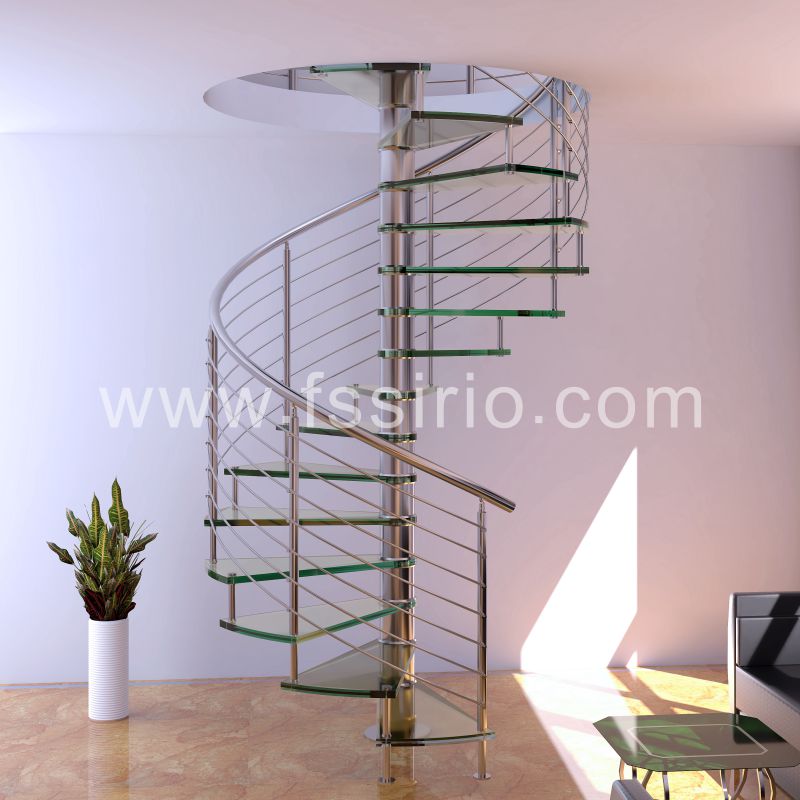 Middle central post spiral staircase modern style