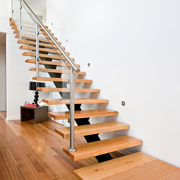 central stringer glass railing staircase-40mm tread-120mm stringer