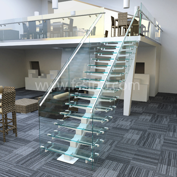 MONO GLASS STRINGER STAIRCASE GLASS RAILING